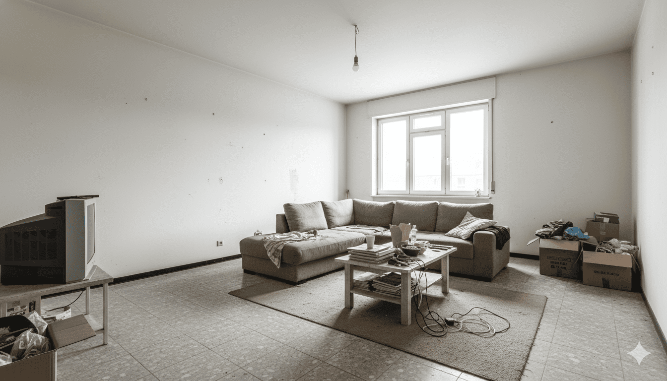 Modern living room before transformation